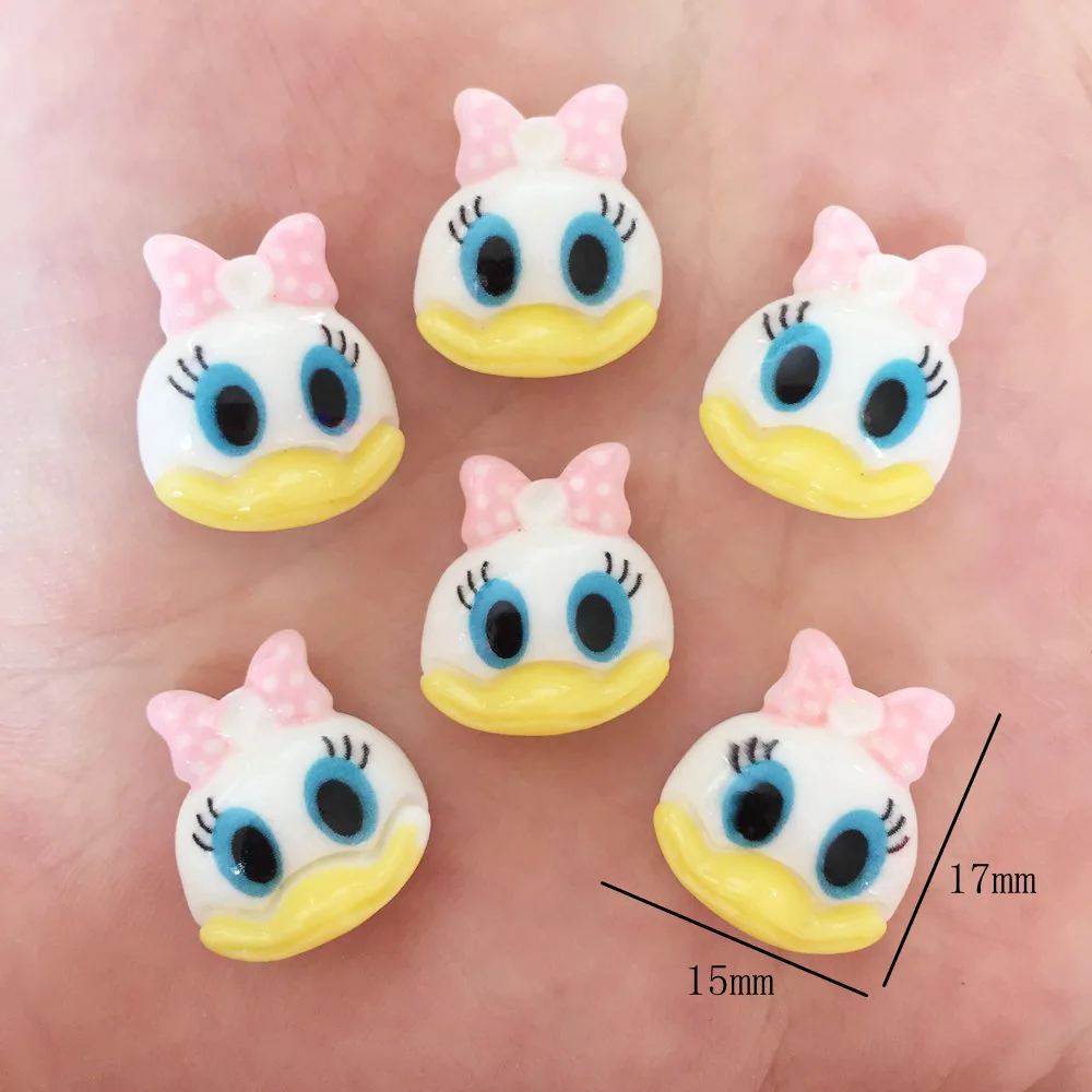 Resin Colorful Lovely Porcelain Daisy Duck Flatback Cabochon Stone Miniature Christmas Ornament DIY Scrapbook Figurines F659*2