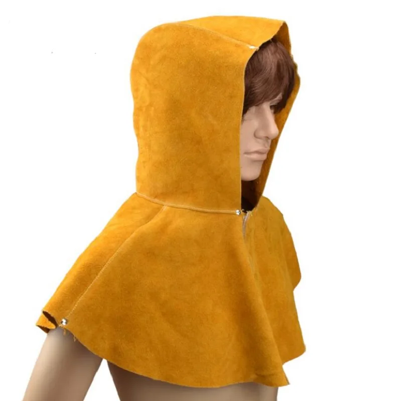 Wear-resistant Cowhide Welding Hat Cloak of Welder Clothing High Temperature Resistant Welder Working Head Shoulder Protective