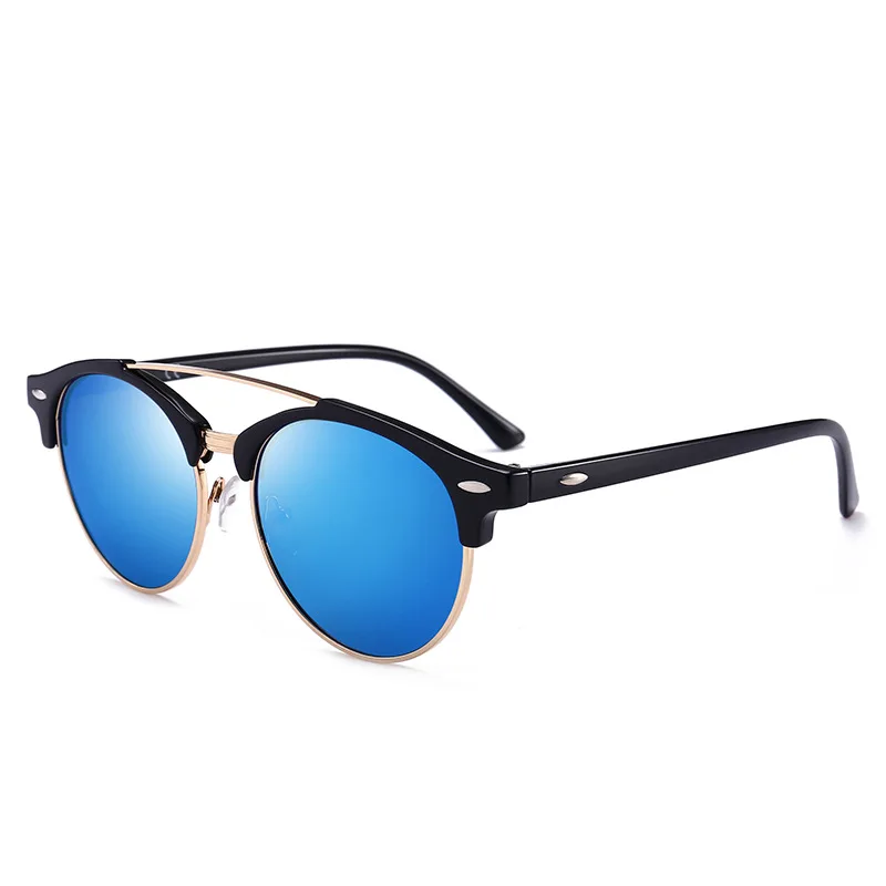 Bright Frame Blue Классические поляризационные солнцезащитные очки для велоспорта для рыбалки на открытом воздухе Ретро Мужские и женские высококачественные мужские и женские солнечные очки модные зеркальные - Цвет: Bright Frame Blue