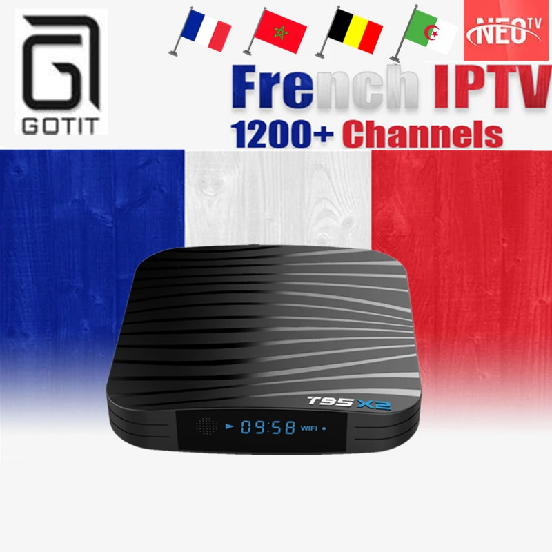 

GOTiT T95X2 French IPTV Android 8.1 Amlogic S905X2 4K TV Box Quad Core+1200+NEOPLUS Pro Account TV Box Newest version of T95X