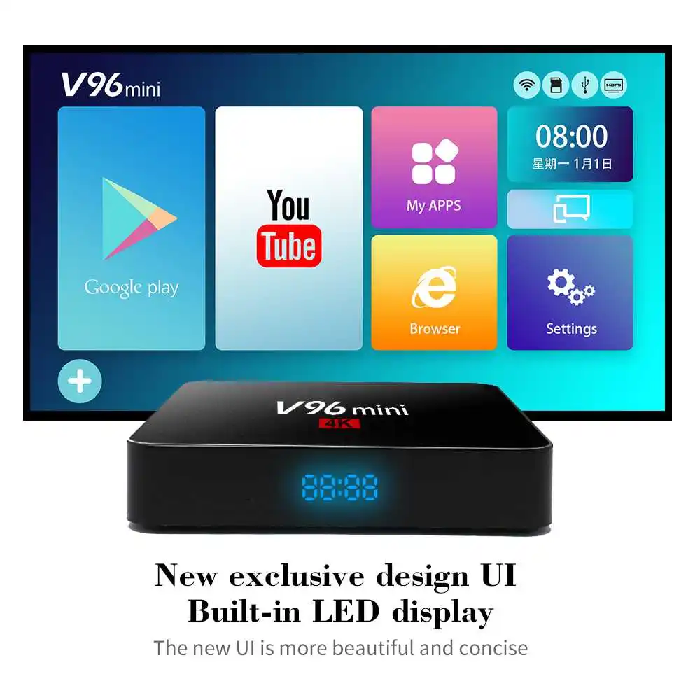 Vmade V96 Mini IPTV Set-Top Box Android 7.1 Smart Mini TV Box 2GB 16GB Allwinner H3 Quad Core 2.4G WIFI Google TV Media Player