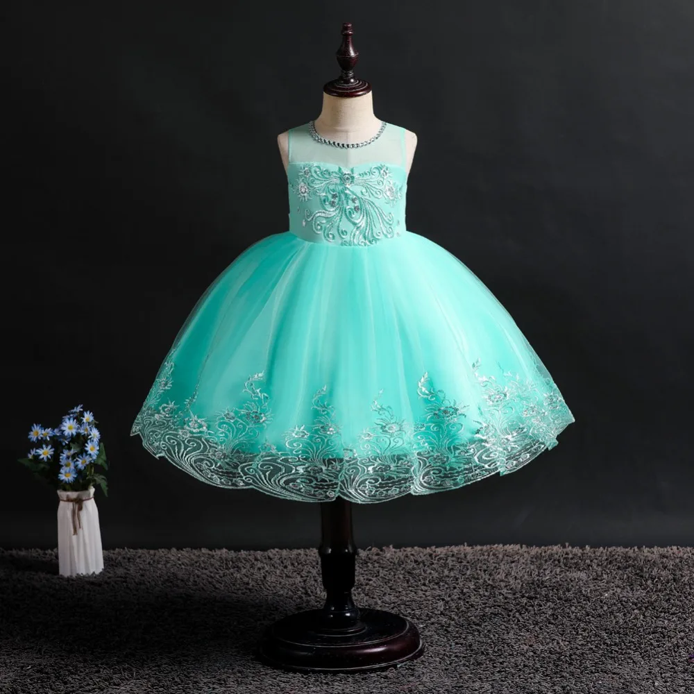 Cute Flower Baby Girl Dresses 2019 Tule Princess Dress Children Evening Clothing Sequins Kids Prom Gown For Girls Wedding Party (10)
