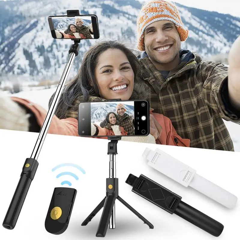 

3 in 1 Wireless Bluetooth Selfie Stick + Mini Selfie Tripod with Detachable Remote Control For iPhone X 8 7 6s Portable Monopod