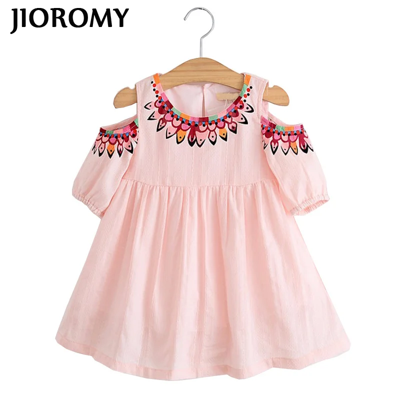 

JIOROMY Cotton Girl Dress 2019 Summer New Girl Clothes Casual Sundress Short Sleeve Strapless Dress Princess Dress
