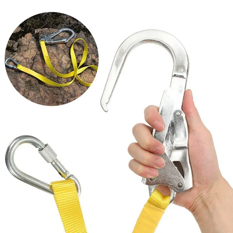 

Safety Lanyard, Outdoor Climbing Harness Belt Lanyard Fall Protection Rope With Large Snap Hooks, Carabineer