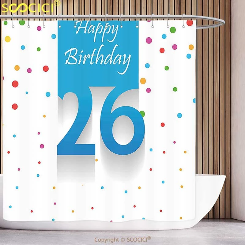 Funky Shower Curtain 26th Birthday Decorations New Age Anniversary Party Polka Dots Colorful Spots Artsy Design Multicolor Designer Shower Curtain Shower Curtainshower Curtain Design Aliexpress