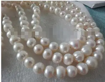 

Women Gift Freshwater 8-9 Charming 3 Row Graduated White Natural Freshwater Cultured Pearls Beads Necklace For women