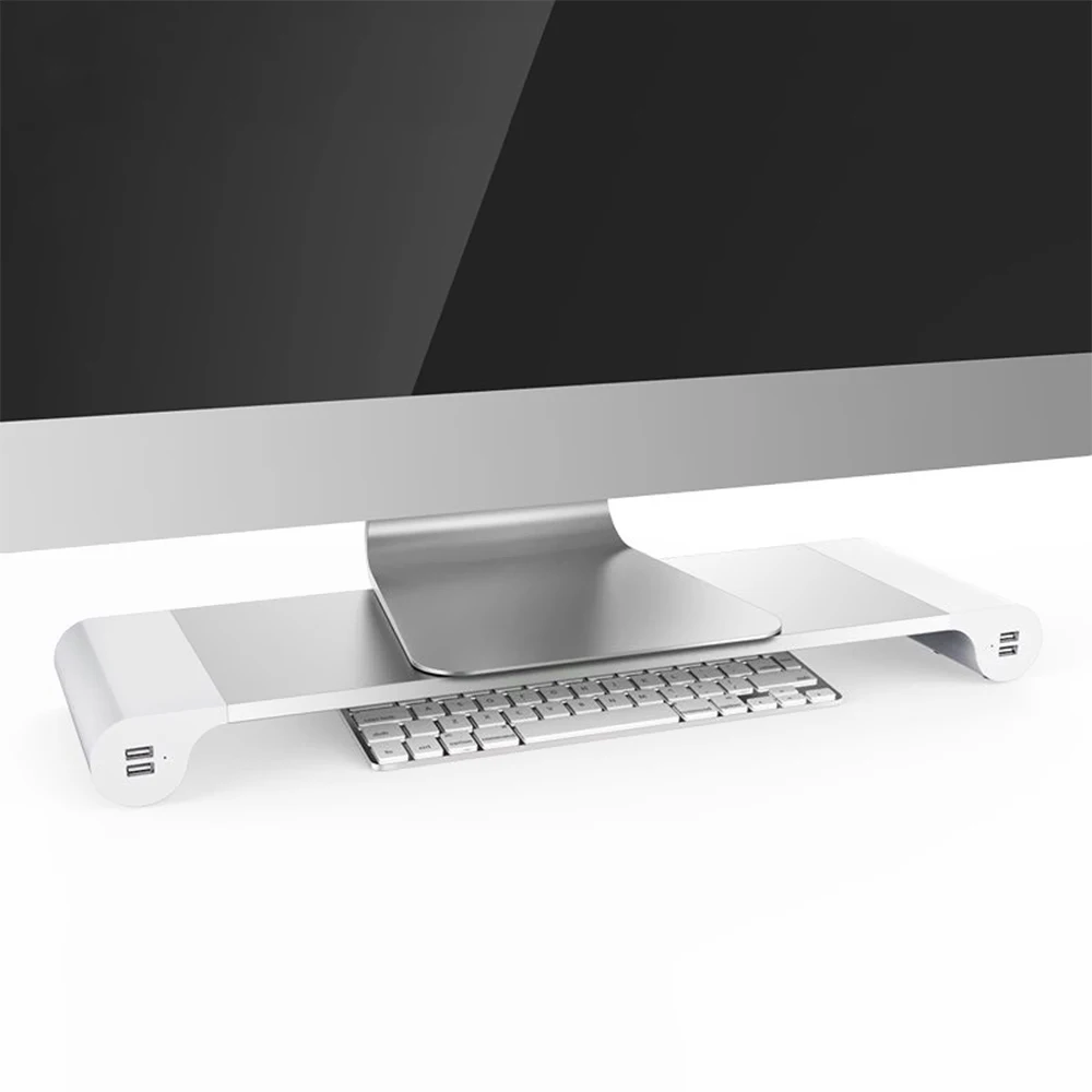 Алюминиевый держатель для ноутбука, компьютера, монитора, настольный органайзер, 4 usb порта для зарядки, клавиатура для хранения мониторов, ноутбуков