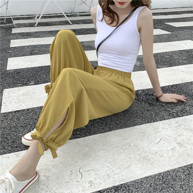 LKlady Casual Pants Beamed Legs Beach Female Summer Loose Thin Chiffon Large Size High Waist Nine Points Pants Wide Leg Pants LKlady Casual Pants Beamed Legs Beach Female Summer Loose Thin Chiffon Large Size High Waist Nine Points Pants Wide Leg Pants