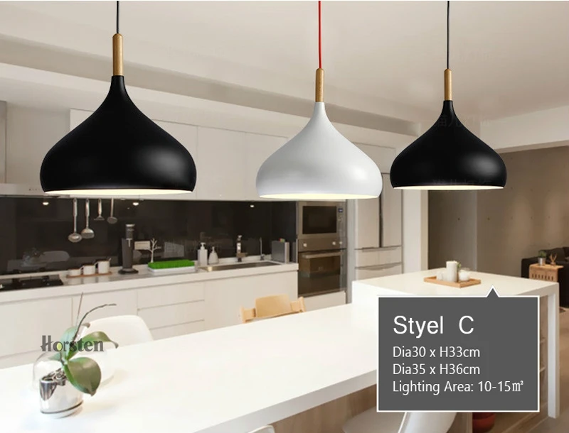Horsten Nordic Simple Modern Pendant Lights Wood Aluminum Lampshade Industrial Lighting Loft Dining Room Pendant Lamp E27 (11)