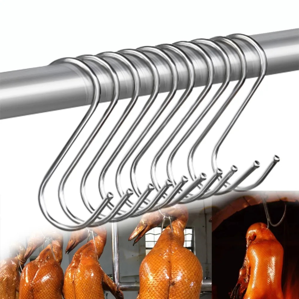 

S Hook Metal Stainless Steel Iron Barbecue Iron Hook Hanging Sausage Hanging Turkey Hanging Roast Duck Meat Tool Home