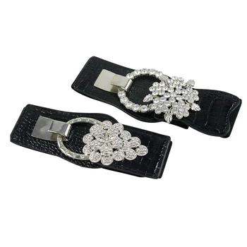 

15PCS/LOT SINGYOU Women Fashion Belt Rhinestone Designer Buckle Elastic Stretch Waist Belt for Ladies Dress Luxury Cummerbunds