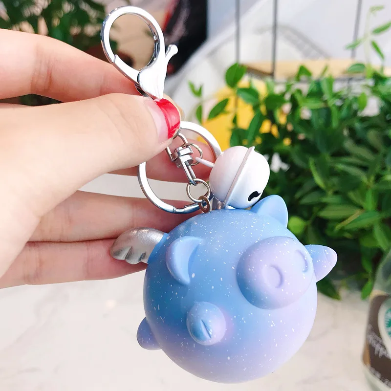 

ZIRIS Cartoon Pom Pom Cute Animal Love Pig Keychain Doll Bell Pompons Key Ring Women Car Purse Key Chains Trinkets