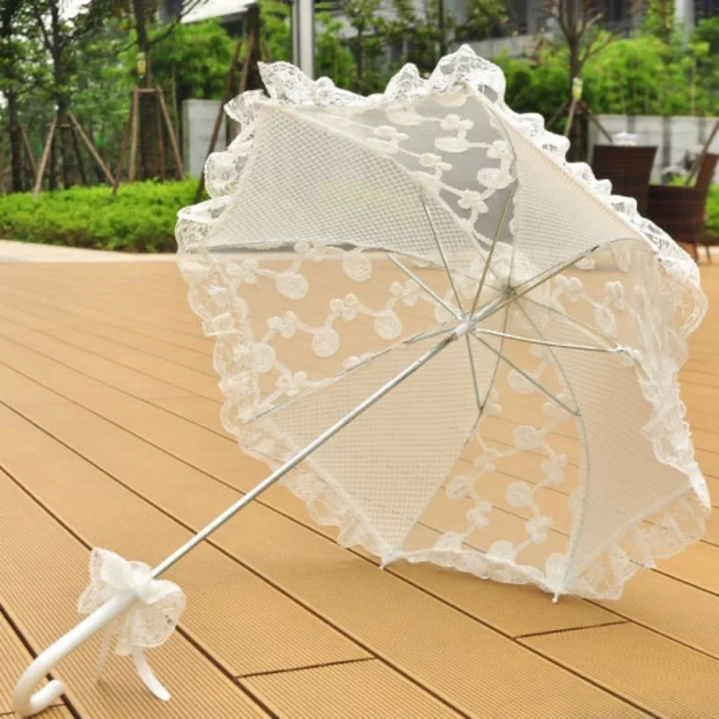 Кружевной зонтик, хлопок, украшения, зонтик, белый/слоновая кость, вышивка, кружева, свадьба