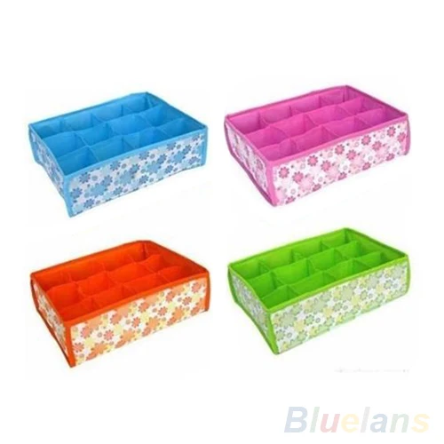 12 Cells Socks Underwear Ties Drawer Closet Home Organizer Storage Box Case 1L2B 3U2Z