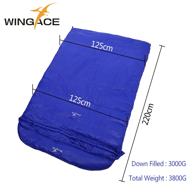 WINGACE заполнить 1000 г 2000 3000 г 4000 5000 г утка вниз конверт спальный мешок для кемпинга на открытом воздухе Пеший Туризм взрослых двойной спальные мешки - Цвет: Blue 3000G