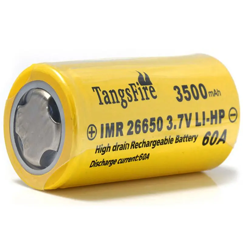 

New TangsFire 1pcs of Flat Top IMR 26650 3500mAh 60A 3.7V Rechargeable LI-HP Battery