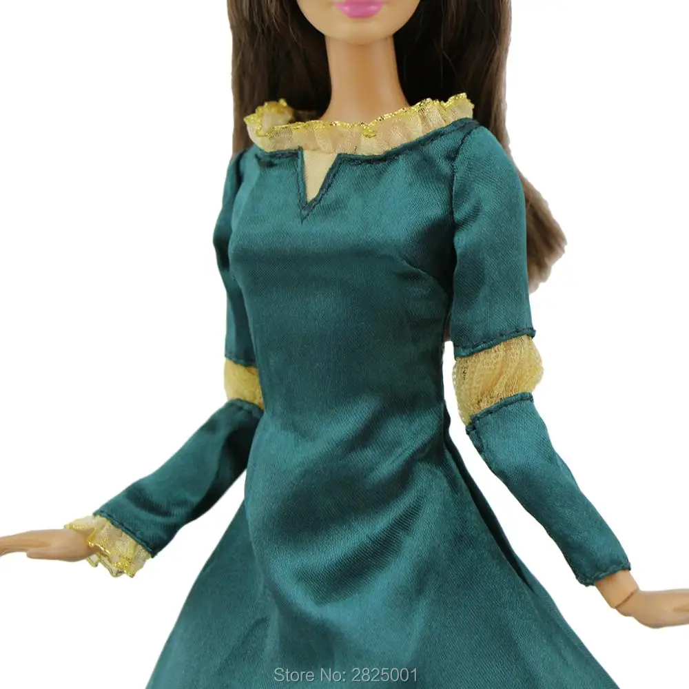 7 предметов = 1х Сказочный наряд копия смелое платье принцессы+ случайные 6х пластиковые ожерелья Аксессуары Одежда для Кукла Барби игрушки