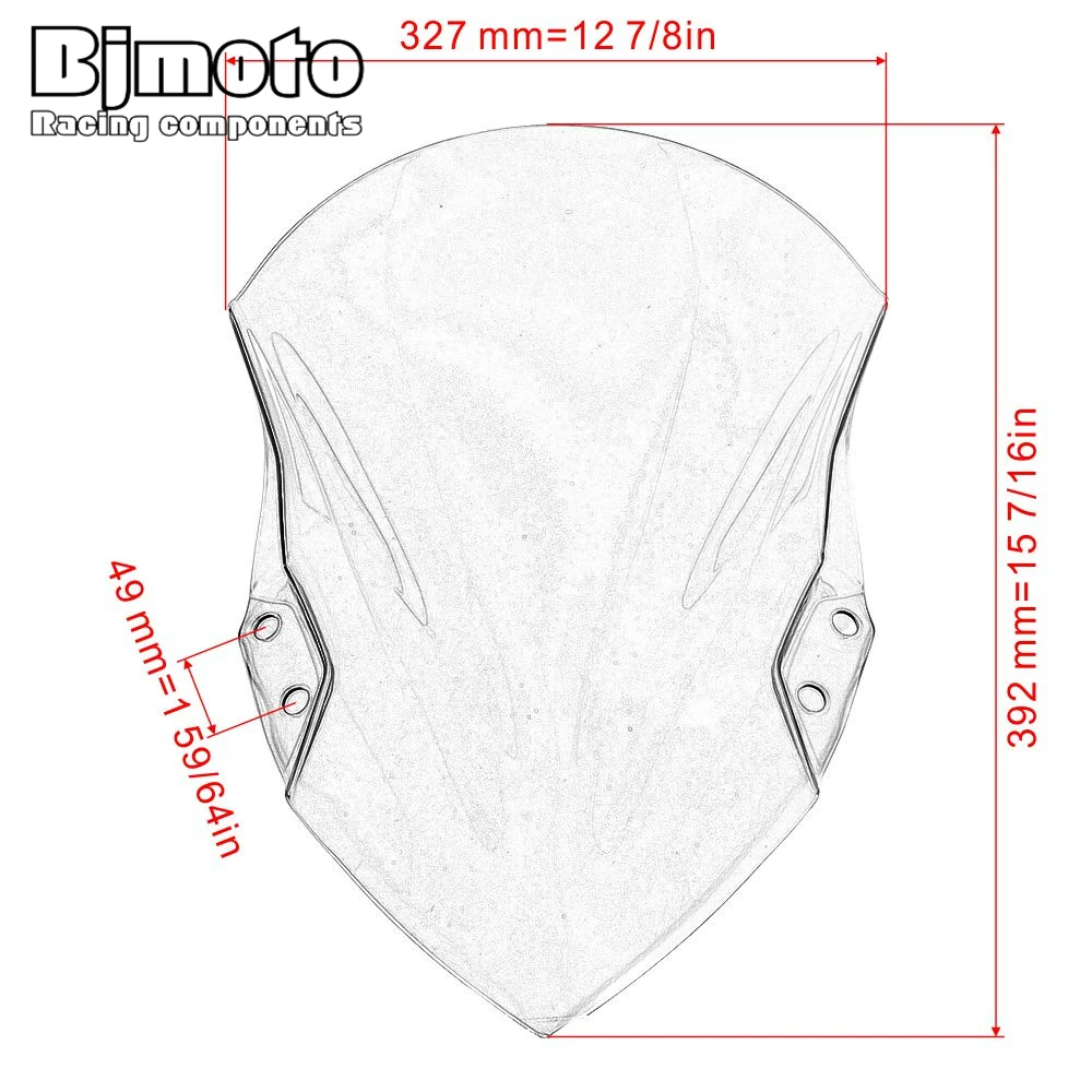 Ветровой экран BJMOTO для мотоцикла уличного велосипеда ветрового стекла Kawasaki Ninja 400