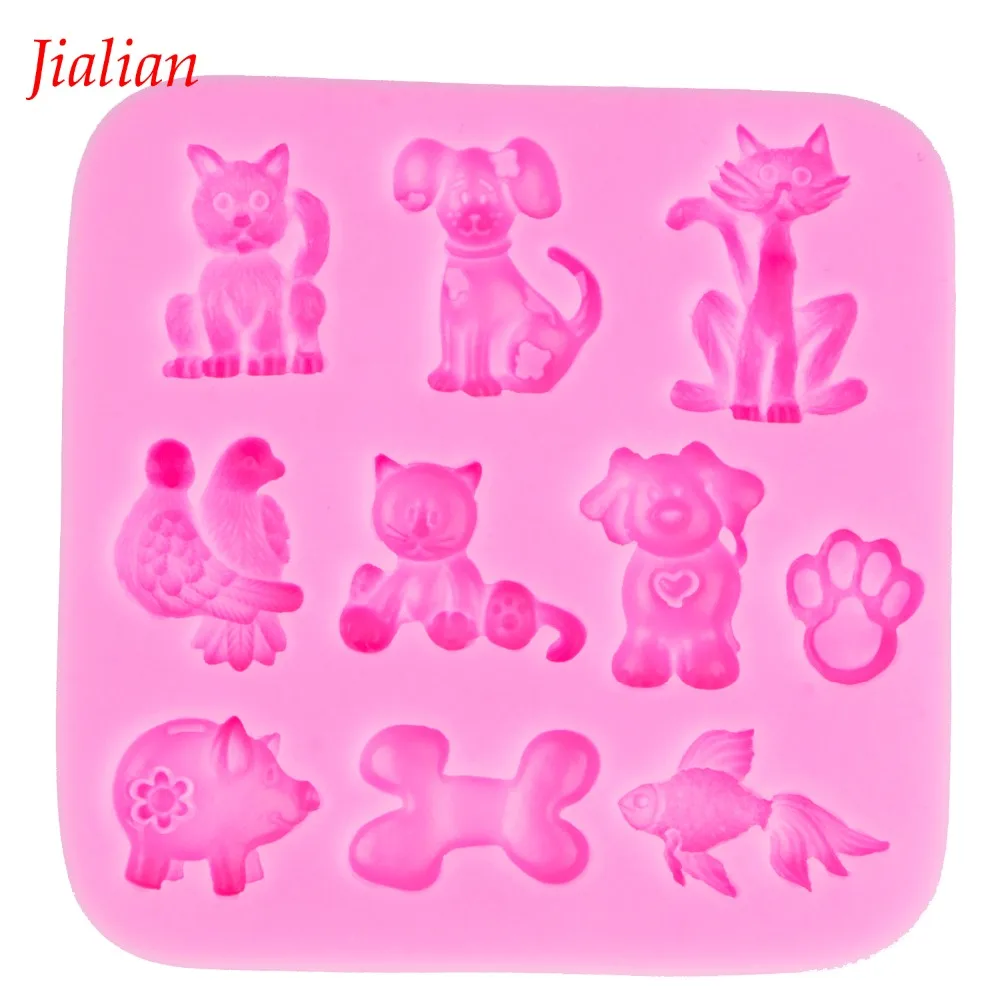 

Animal cat bird pig fish fondant cake silicone moulds chocolate confectionery accessories for cupcake kitchen Baking FT-0031