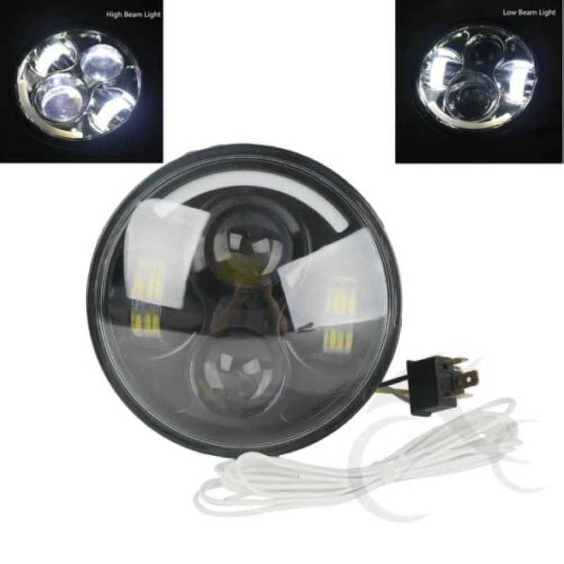 

5.75" 5 3/4" New Black/Chrome LED HeadLight Hi Lo Beam Assemblies Lamp Projector For Harley 08-11 FLSTSB