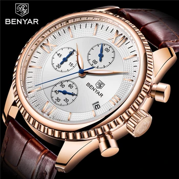 

BENYAR 2019 Top Brand Luxury Men's Watch Fashion/Sport/Quartz Watch Men Wristwatch Mens Clock Leather Watches Relogio Masculino