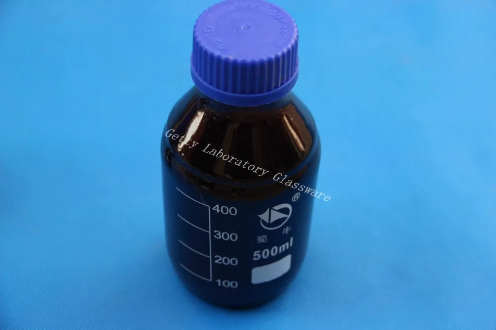 500mL Amber Brown Lab Glass Reagent bottle w cap autoclavable, heavy