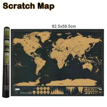82.5X59.4 cm Deluxe Noir Gratter Carte Du Monde Noir Carte Scratch Meilleur Décor Bureau de L'école Papeterie Fournitures Mur autocollants