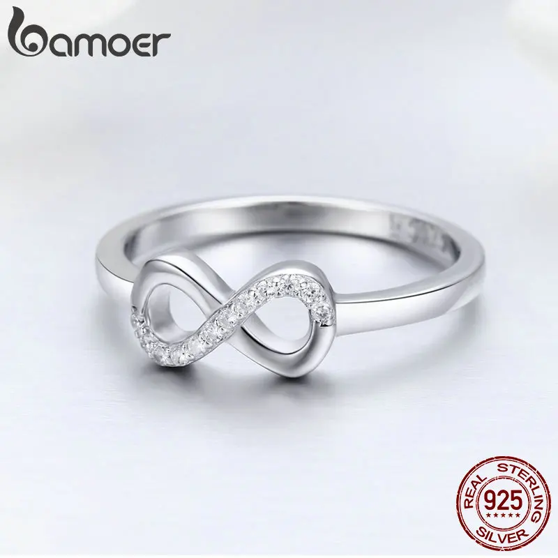 BAMOER горячая Распродажа 925 пробы серебряные кольца Forever Infinity Love для женщин украшения на свадьбу, годовщину Anel SCR332