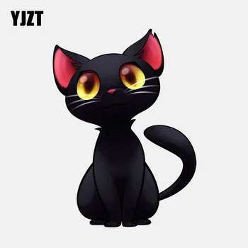 

YJZT 12.3CM*16.5CM Witch Cat Halloween Car Sticker PVC Decorative Decal 11-00998