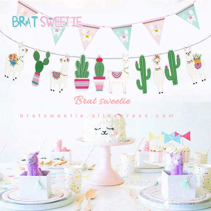Llama Party Supplies Alpaca Party Banner Llama Happy Birthday Banner Pennant Cactus Party Decorations Llama Party Banner