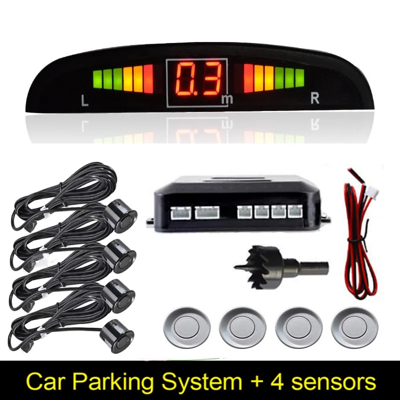 

Parktronic Rear Sensor Parkmaster 4 Probes Buzzers Electromagnetic Detector Rear Radar Monitor System Recoil Parking Control