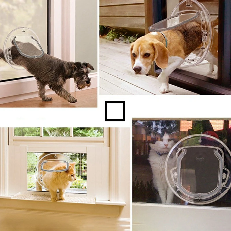 Pet Cat Dog Door PC Round Transparent 