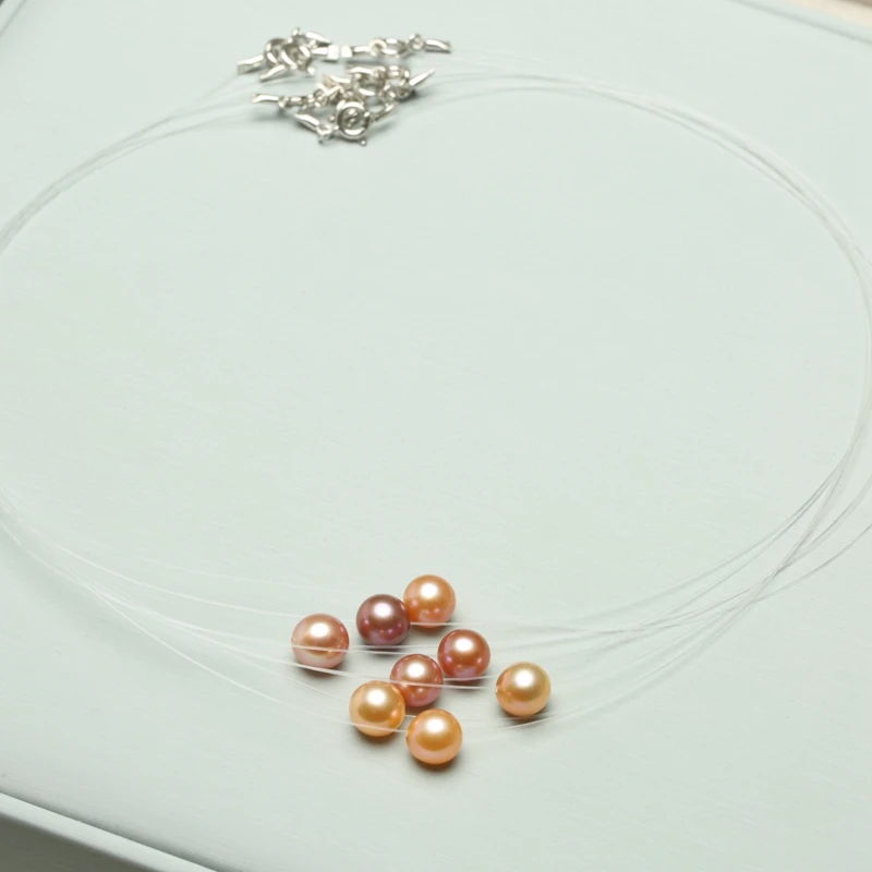 BaroqueOnly 925 ожерелье из состаренного серебра одиночное ожерелье Эдисона из пресноводного жемчуга невидимая цепочка Высокое качество Лето для отдыха