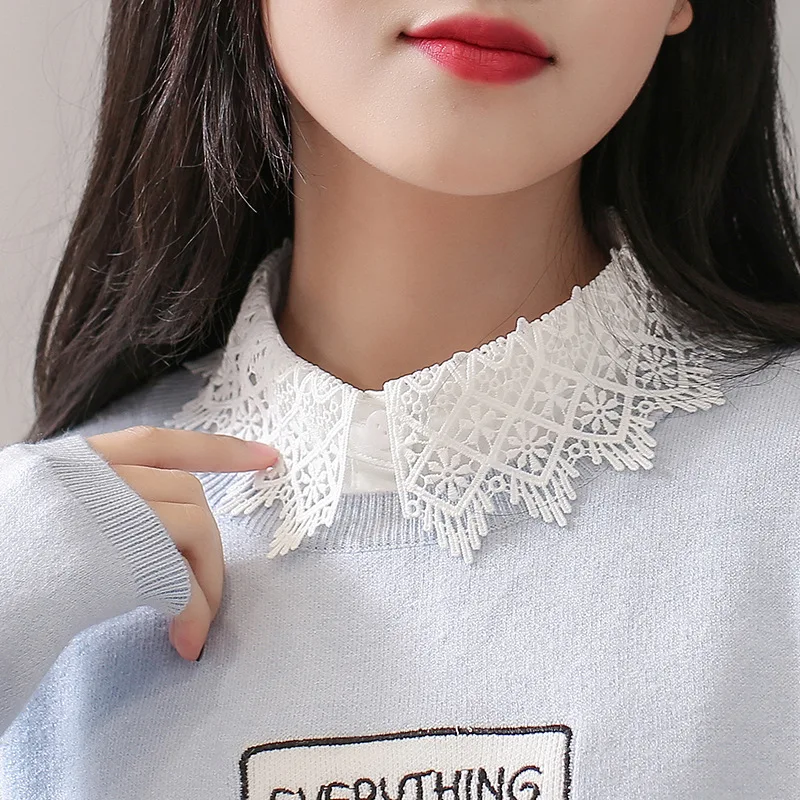 

2018 Korean Style Fake Collar White Chiffon Kraagje Blouse Vintage Detachable Collar for Women Girls Clothes Accessories