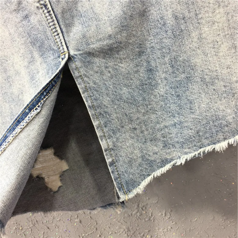 Verão Novas Mulheres Denim Saias Buraco Flor Bordado Irregular Feminino Elegante Sexy Retas 2021 5 High Quality Moda Feminina
