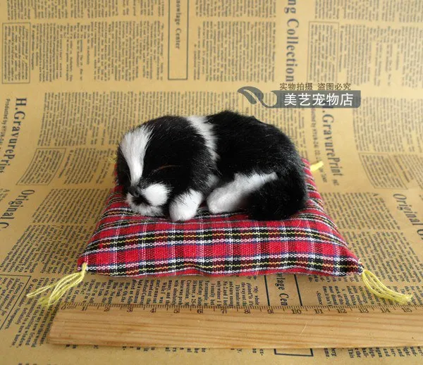 Kecil Lucu Simulasi Mainan Anjing Anjing Tidur Manusia Hidup Hitam