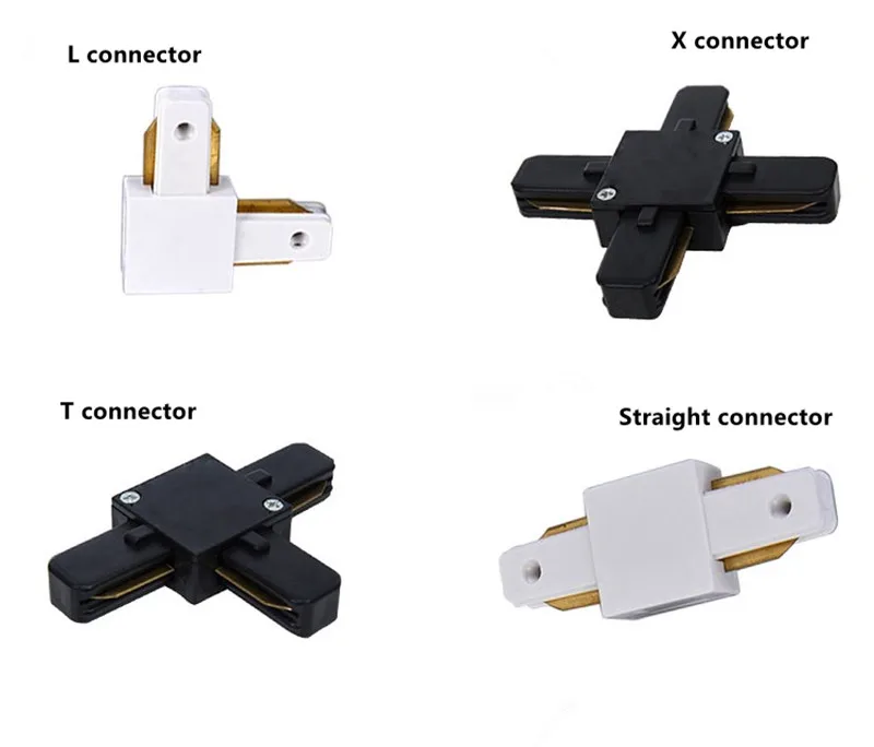 Современный черный белый 2 направляющая провода прямой L T X Крест соединитель jointer для 2 провода светодиод для трекового светильника прожектора рельсы