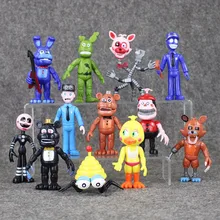 Venda quente 12 pçs/set cinco noites no freddy figura fnaf chica bonnie foxy freddy fazbear urso boneca figuras de ação pvc brinquedo