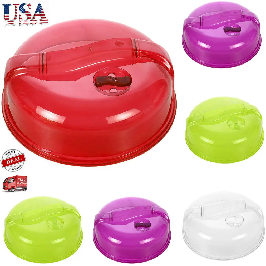 

2 Microwave Plate Cover Lid 10" Plastic Safe Dish Splatter Topper PP Steam For Kitchen Vent Holes New