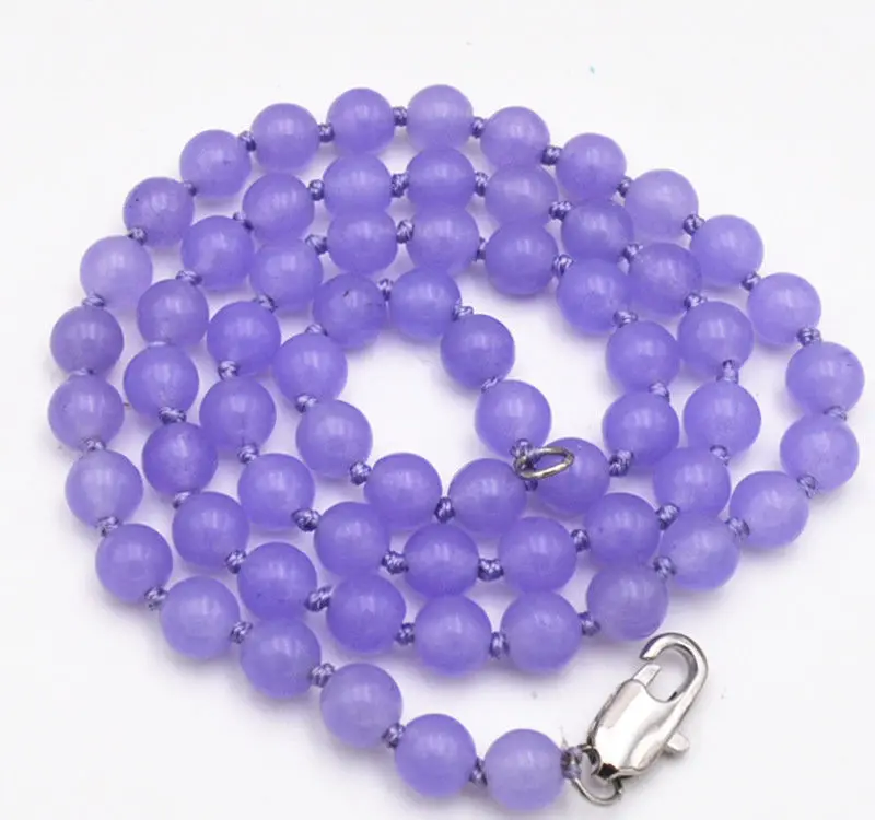 Натуральное фиолетовое Нефритовое ожерелье из бус из драгоценного камня 1" 6 мм