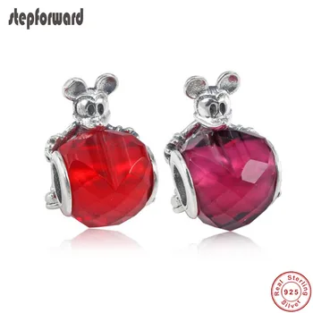 

Popular High Quality 925 Solid Silver Mickey Love Heart Charm Fit Bracelet