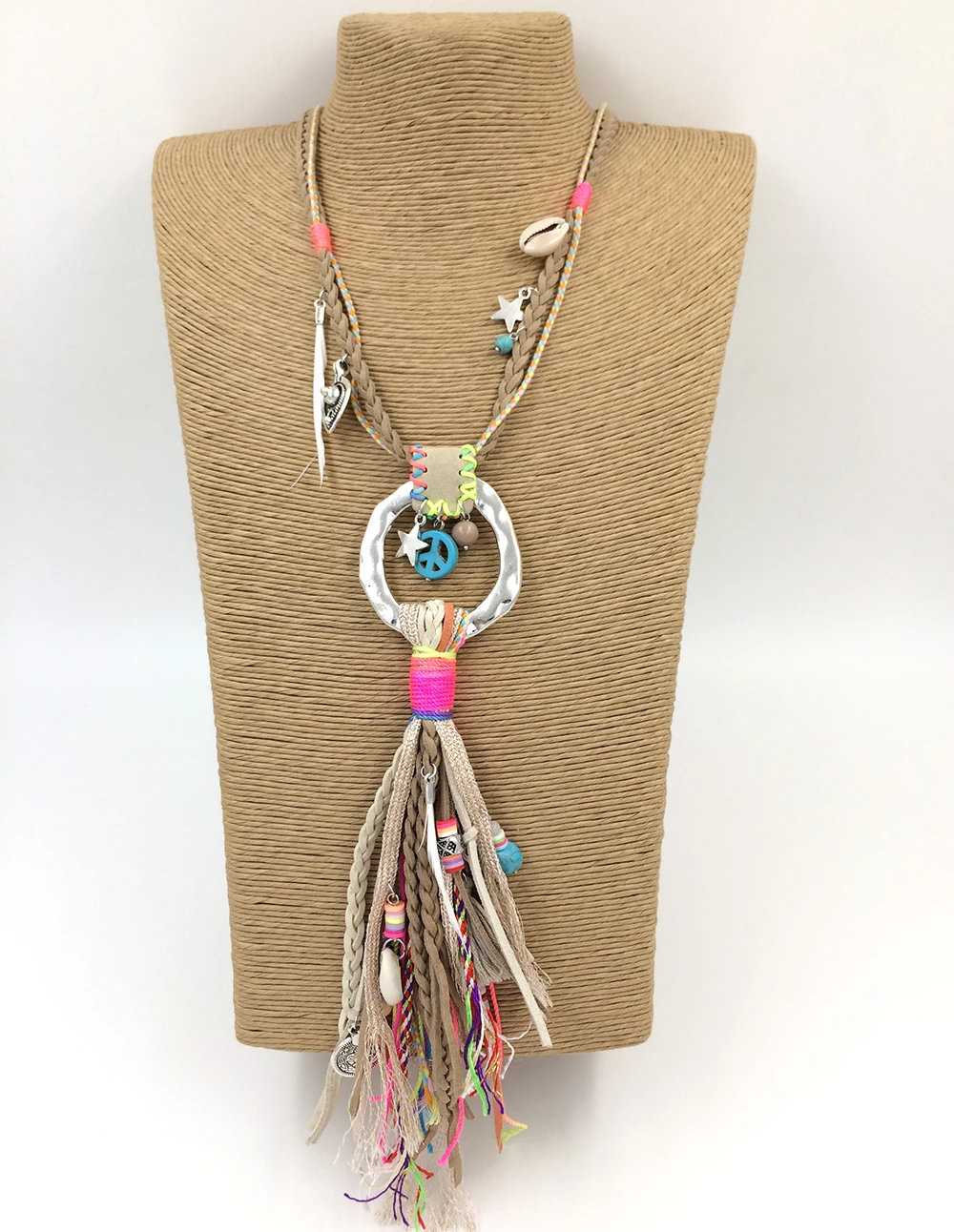 Colgante de borla de cuero, hecha mano, collares largos únicos Boho, collar de cadena tejida de cuero|long necklace|chain necklacebohemia jewelry - AliExpress