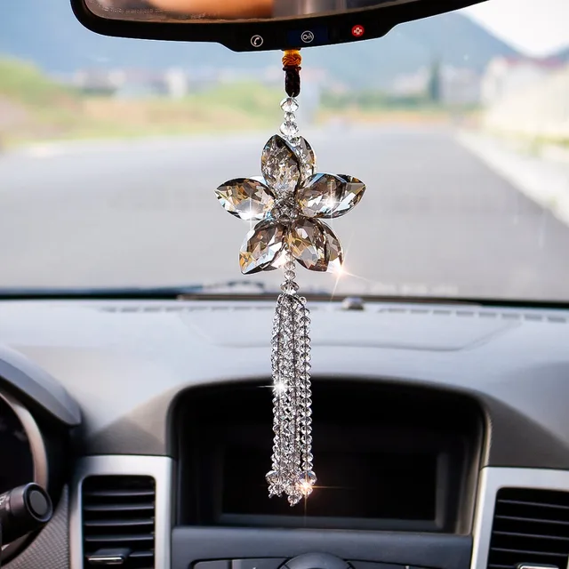 Crystal Flower Car Hanging Ornament Car Rear View Mirror Crystal Flower Car Hanging Ornament Car Rear View Mirror