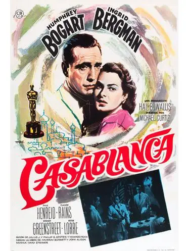 Классический постер из фильма CASABLANCA Хамфри Богарт Ингрид Бергман Шелковый