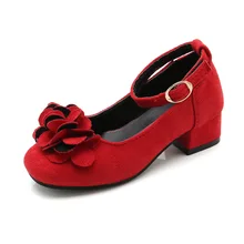 Розовые, красные, черные детские кожаные туфли для девочек; вечерние туфли принцессы на высоком каблуке для девочек; свадебные модельные туфли для больших девочек