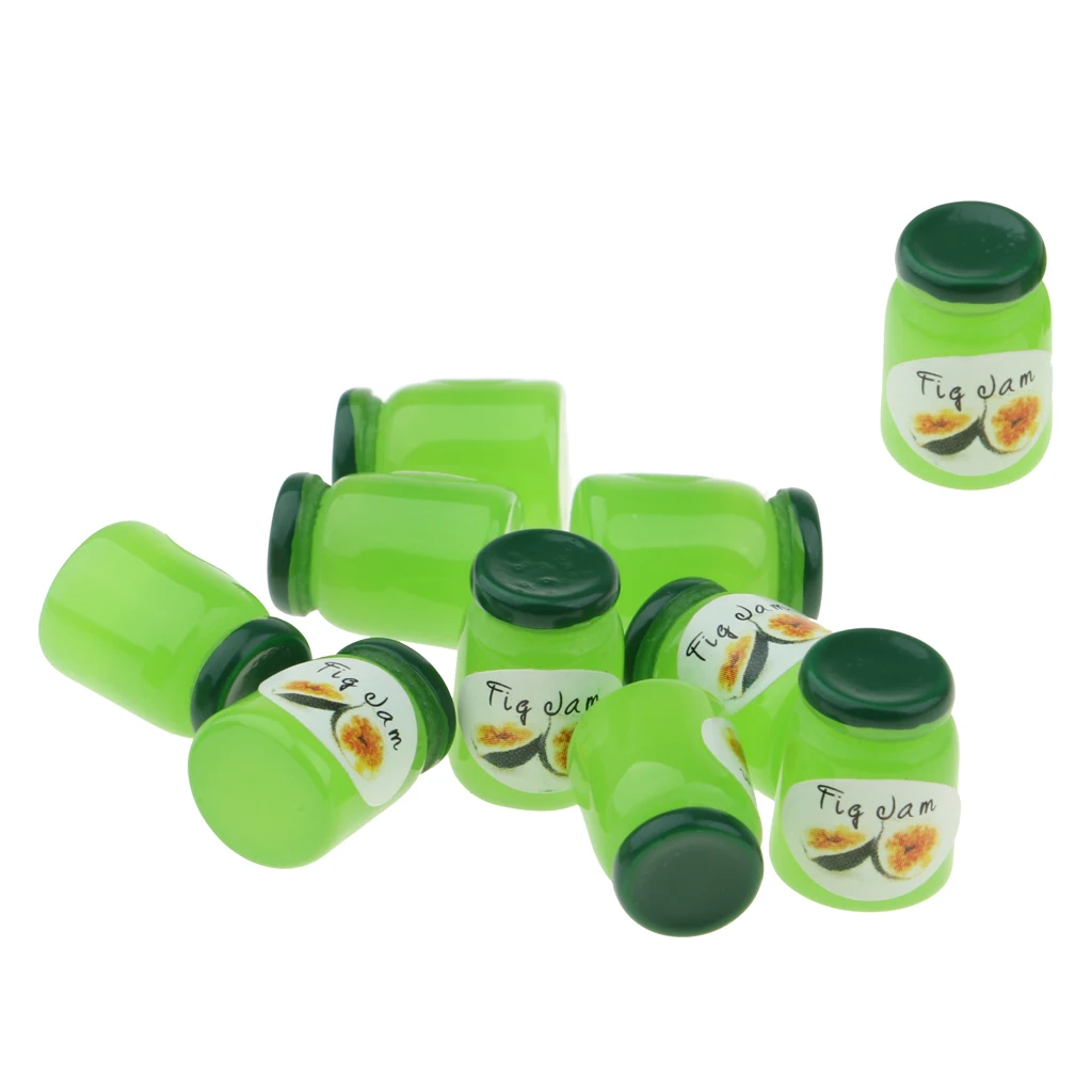 Handcrafts Miniature Food Groceries Model Soft Drink Juice Fig Jam Bottles For 1/12 Dolls House Dining Room Accessories 10 pcs
