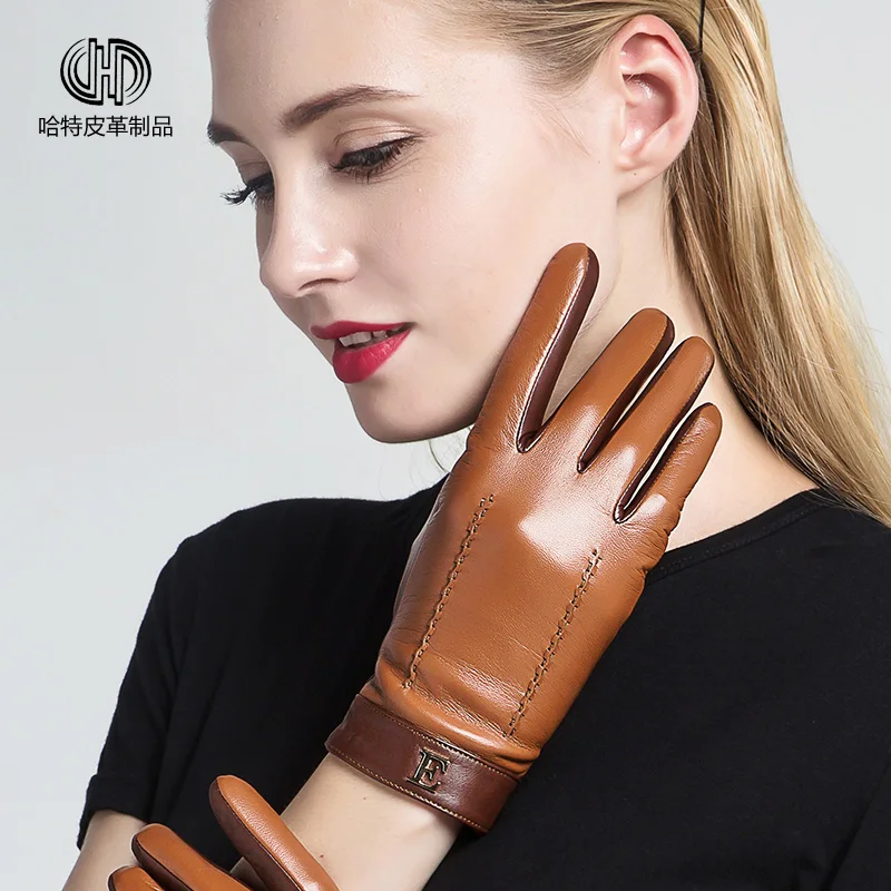 Женские зимние перчатки из натуральной кожи с бархатной подкладкой|sheepskin gloves|genuine
