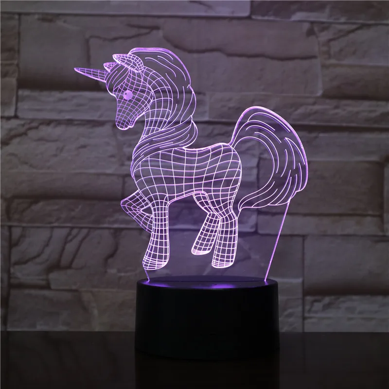 3d светодиодный светильник ing стол ночной Светильник для маленьких девочек Спальня Животное Лошадь Пони единорог 3D Иллюзия декоративная лампа предметов продвижения