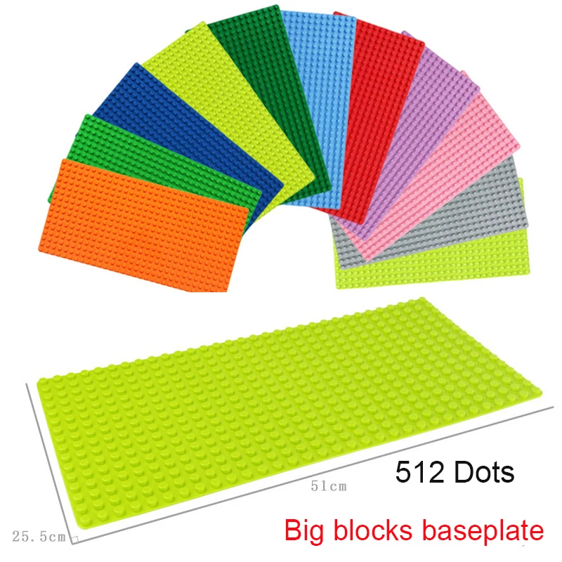

1pcs/lot big Particles Building Blocks Base Plate 51*25.5cm Baseplate 100% Compatible Duploe Kids diy Bricks Baseplate Toys